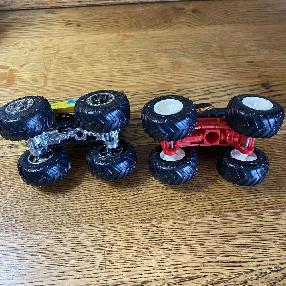 Lot of 4 Toy Monster Trucks Sponge Bob Spider Man Hot Wheels 4 Inch
